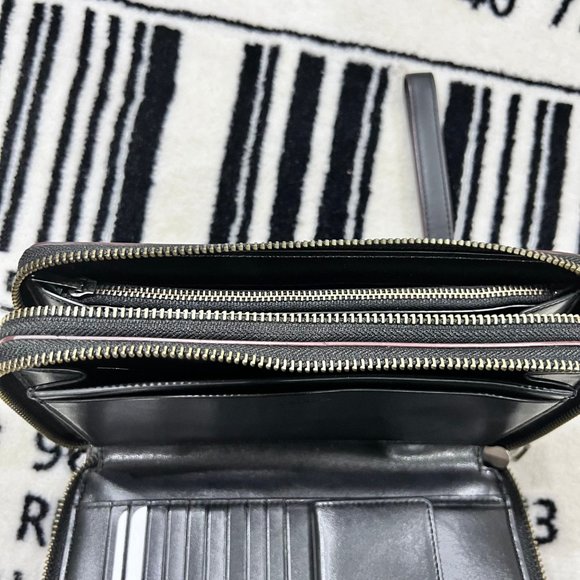 Coach Signature Double Zip Travel Organizer with Wrist Strap Black Oxblood - Picture 10 of 12